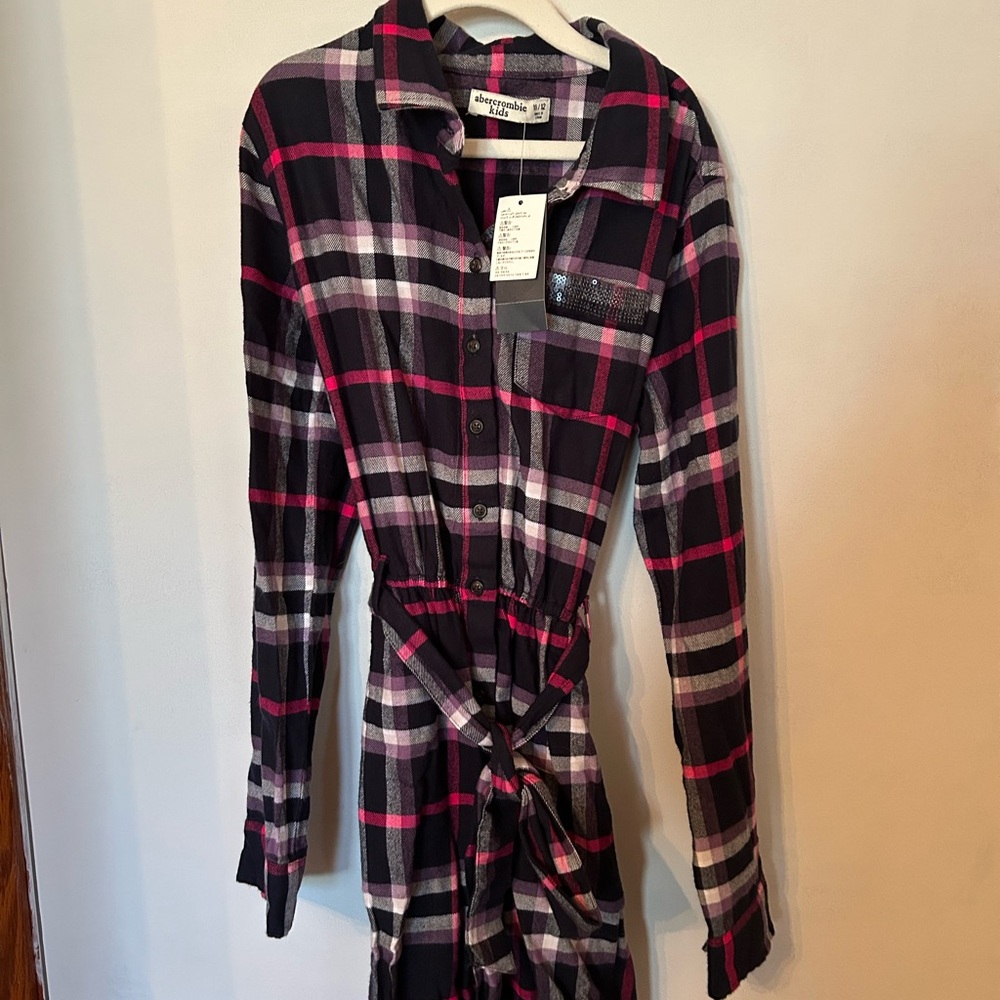 Abercrombie Kids Plaid Dress - Black and Pink